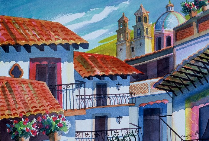 cathedral rooftops in Taxco, Mexico